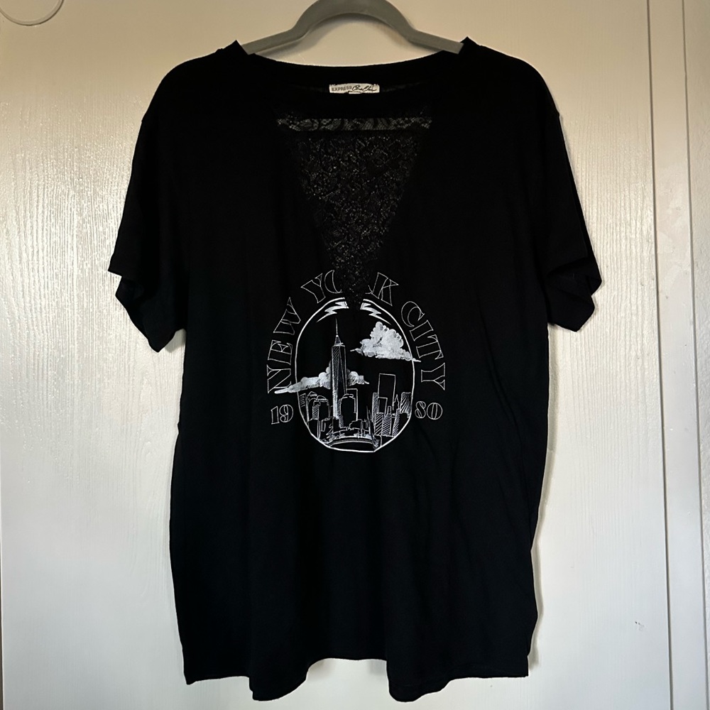 Black Express NY Shirt w/ Lace Detail